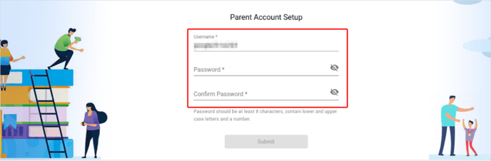 Parent Account Setup_Type Usernme and password